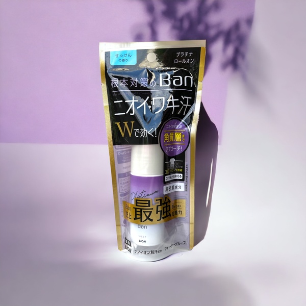 LION Ban Platinum Roll on deodorant that suppresses sweat odor.